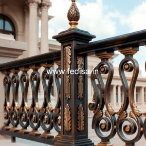 Elegant Brass Stair Railing With Classic Finish Lohe Ki Window Design