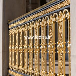 Decorative Brass Railing Design With Floral Patterns Simple Terrace Design With Grills