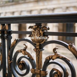 Luxury Brass Railing Design With Gold Finish Home Front Steel Grill Design With Glass