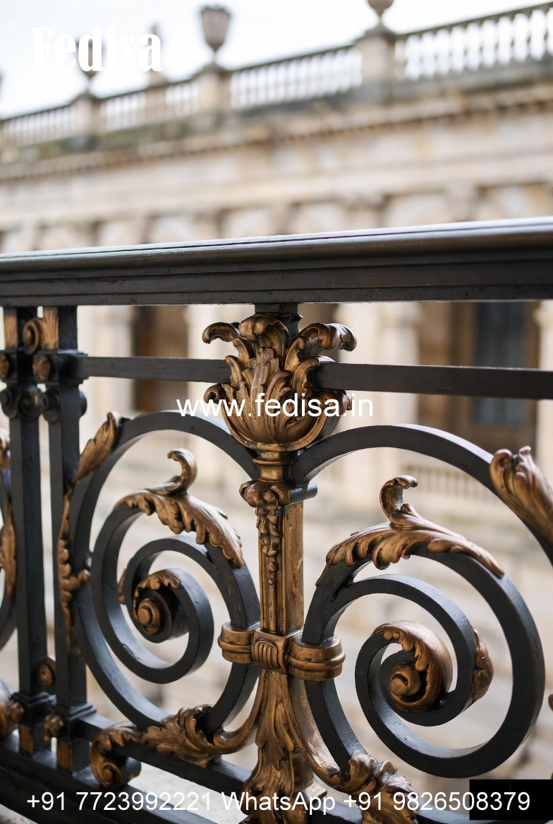 Luxury Brass Railing Design With Gold Finish Home Front Steel Grill Design With Glass