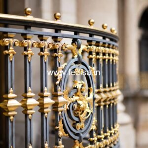 Modern Brass Staircase Handrail Design Metal Grill Gate