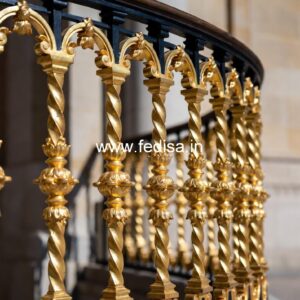 Stylish Brass Stair Railing For Modern Homes Main Door Steel Grill Design