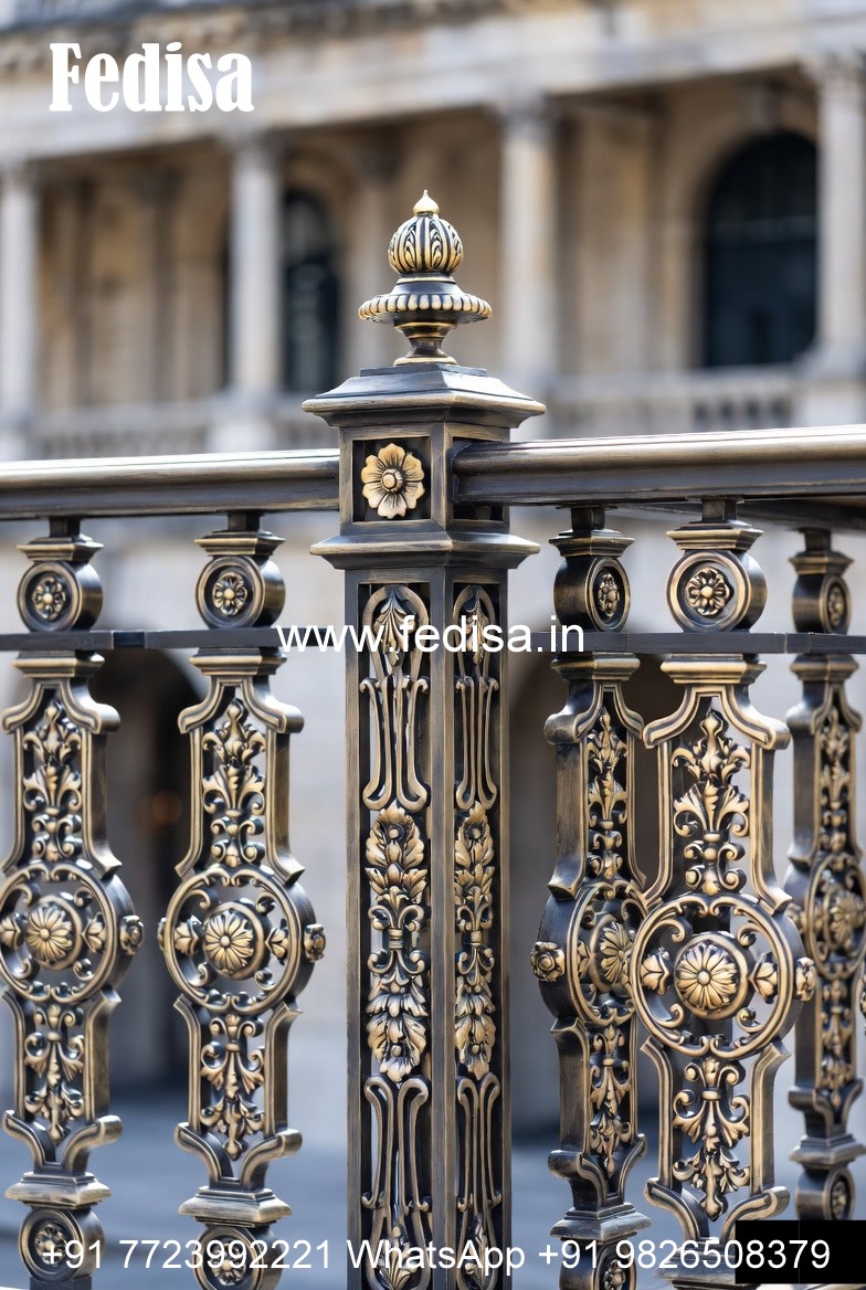 Antique Brass Staircase Railing Design Lightweight Window Grill Design