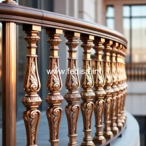 Designer Brass Railing For Premium Interiors L Shape Window Grill Design