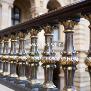 Elegant Brass Staircase Railing For Villas Front Door Safety Grill Design