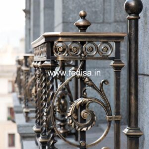 Stylish Brass Staircase Railing With Decorative Elements Grill Door Gate Design