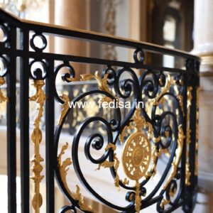 Elegant Brass Balcony Railing With Artistic Patterns Grill Boundary Wall Design