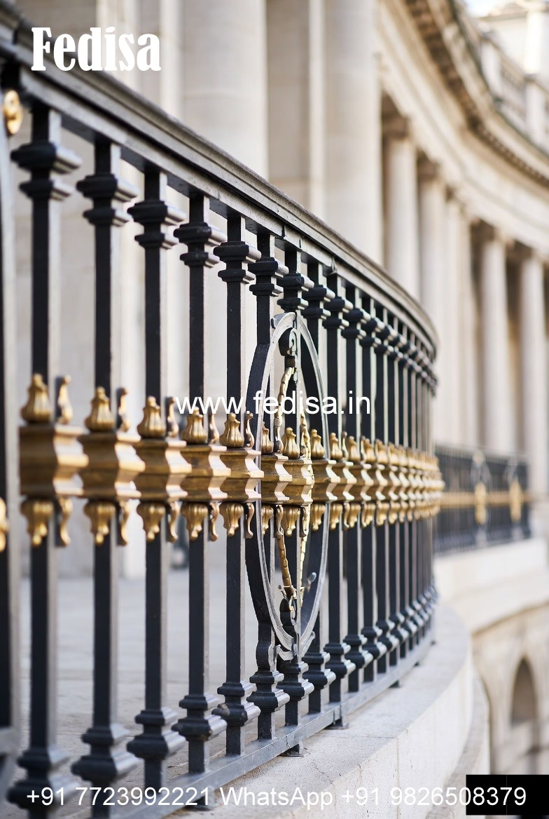 Traditional Brass Railing Design With Engraving Expanded Metal Grill Design
