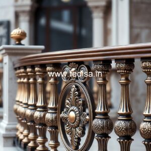 Stylish Brass Staircase Railing With Elegant Look Iron Grill Fence Design