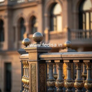 Luxury Brass Balcony Railing With Classic Style Aluminum Sliding Window Grill Design