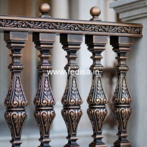 Brass Staircase Railing Design With Premium Finish Boundary Wall With Grill Design