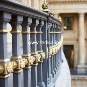 Stylish Brass Staircase Railing With Decorative Finish Welding Design Window