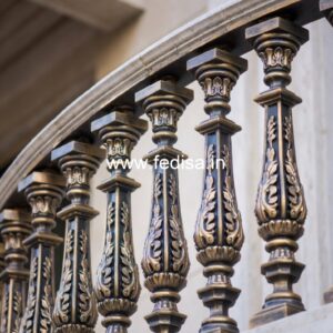 Designer Brass Handrail For Premium Staircases Round Bar Window Grill Design