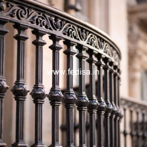 Stylish Brass Balcony Railing With Artistic Design Double Door Grill Gate