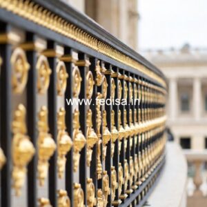 Luxury Brass Balcony Railing With Artistic Detailing House Front Balcony Grill Design