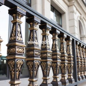 Luxury Brass Railing Design With Detailing Window Inside Grill Design
