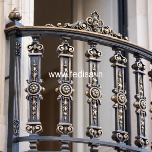 Decorative Brass Stair Railing For Villas House Front Iron Grill Design