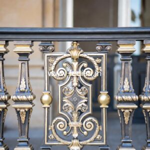Luxury Brass Stair Railing For Royal Homes Grill Gate Flower Design
