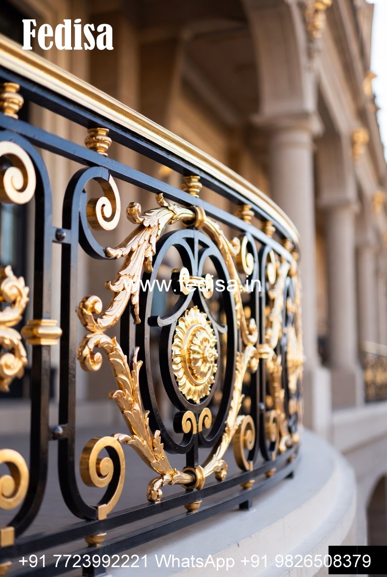 Designer Brass Staircase Railing For Modern Homes Temple Window Grill Design