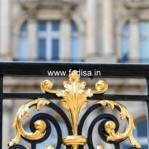 Custom Brass Stair Railing Design Front Steel Grill Design With Glass