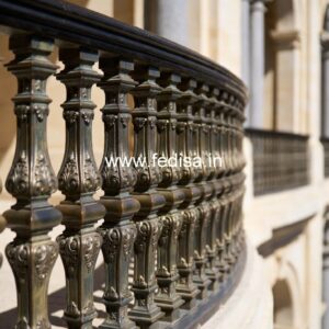 Modern Brass Balcony Railing With Sleek Finish Box Type Window Grill
