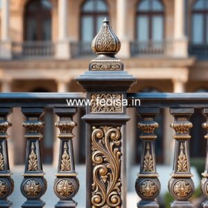 Artistic Brass Railing Design With Luxury Look Inner Window Grill Design