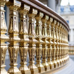 Classic Brass Balcony Railing With Royal Touch Rectangle Window Grill Design