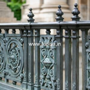 Stylish Brass Balcony Railing With Modern Design Gate And Window Grill Design