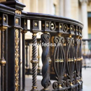 Classic Brass Staircase Railing With Royal Finish Parda Grill Design