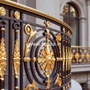 Elegant Brass Handrail Design For Interior Decor House Front Grill Color