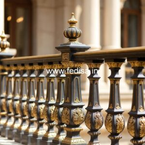 Premium Brass Staircase Railing With Fine Craftsmanship Full Grills Design For Terrace