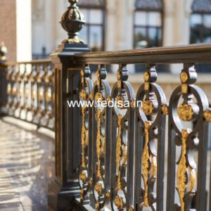 Elegant Brass Handrail For Luxury Staircases MS Box Grill Design