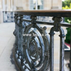 Elegant Brass Balcony Railing With Designer Style Window Grill Square Design