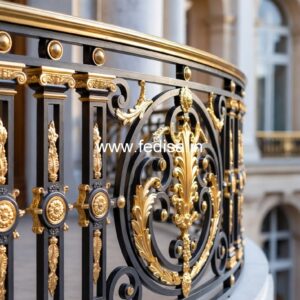 Modern Brass Staircase Railing With Premium Look Window Grill Design For Bungalow