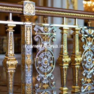 Antique Brass Handrail Design For Classic Villas Light Weight Iron Grill Design
