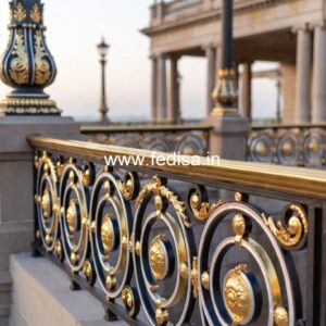 Designer Brass Balcony Railing For Homes Wooden Window Frame Grill Design