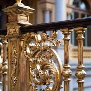Brass Railing Design With Modern Finish Main Door Laser Cut Grill Design