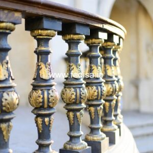 Brass Staircase Railing Design With Glass Panels Front Steel Grill