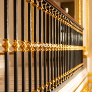 Elegant Brass Handrail Design For Interiors Steel Grill Design For Boundary Wall