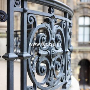 Modern Brass Balcony Railing With Sleek Finish Grill Design For Large Windows
