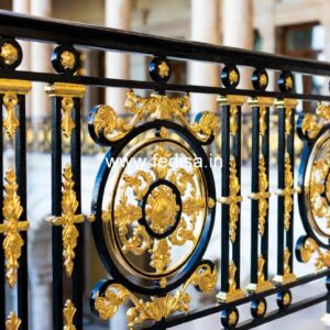 Classic Brass Balcony Railing With Royal Touch Round Shape Window Grill Design