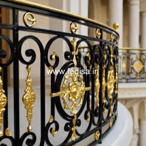 Premium Brass Balcony Railing With Artistic Work Grill Design For Window Simple