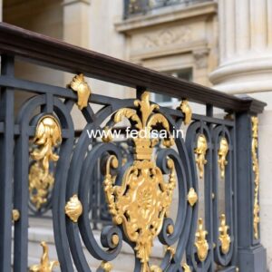 Designer Brass Staircase Handrail Ideas Mild Steel Grille Door