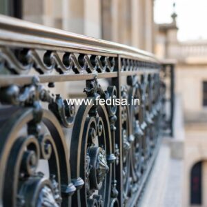 Designer Brass Staircase Railing For Villas Side Door Grill Design