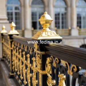 Designer Brass Stair Railing With Artistic Work House Main Door Safety Grill
