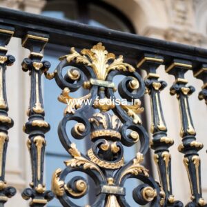 Elegant Brass Staircase Railing With Luxury Finish Main Door Upper Grill Design