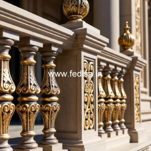 Brass Staircase Railing Design With Premium Finish Grill Channel Gate