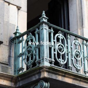 Designer Brass Balcony Railing With Unique Finish Sliding Window With Iron Grill Design