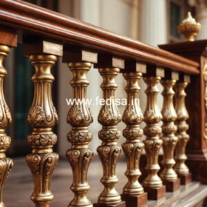 Stylish Brass Handrail Design For Contemporary Homes Door With Window Grill Design