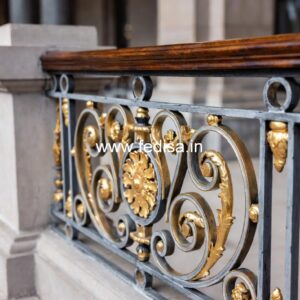 Antique Brass Balcony Railing With Designer Look Round Grill Door Design
